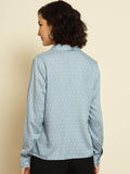 TRENDARREST Blue Polkadot Rayon Shirt