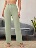 Elegant Pista & Black Lycra Pants Solid Trousers Combo For Women